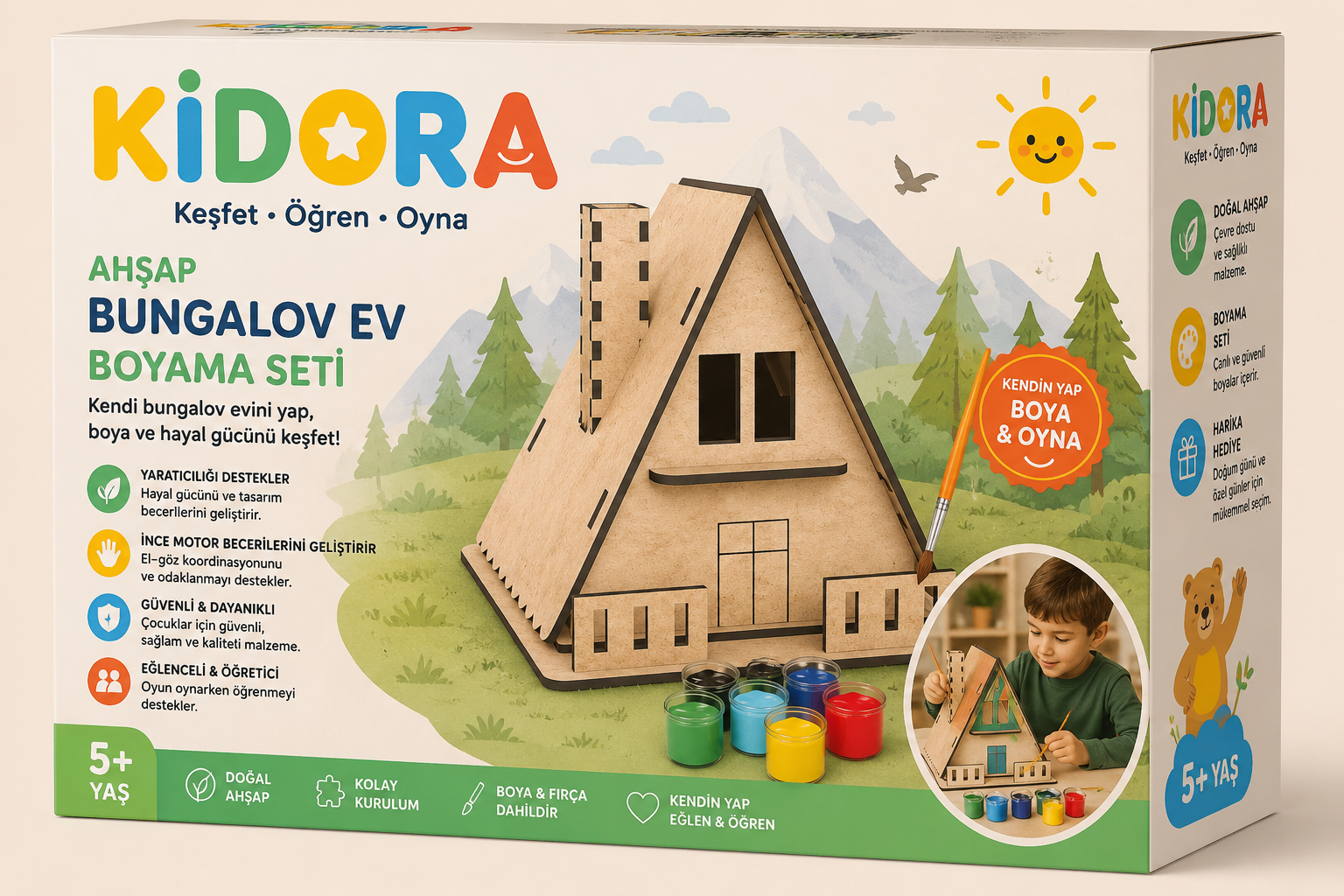 KIDORA Ahşap Boyama & Maket Aktivite Seti