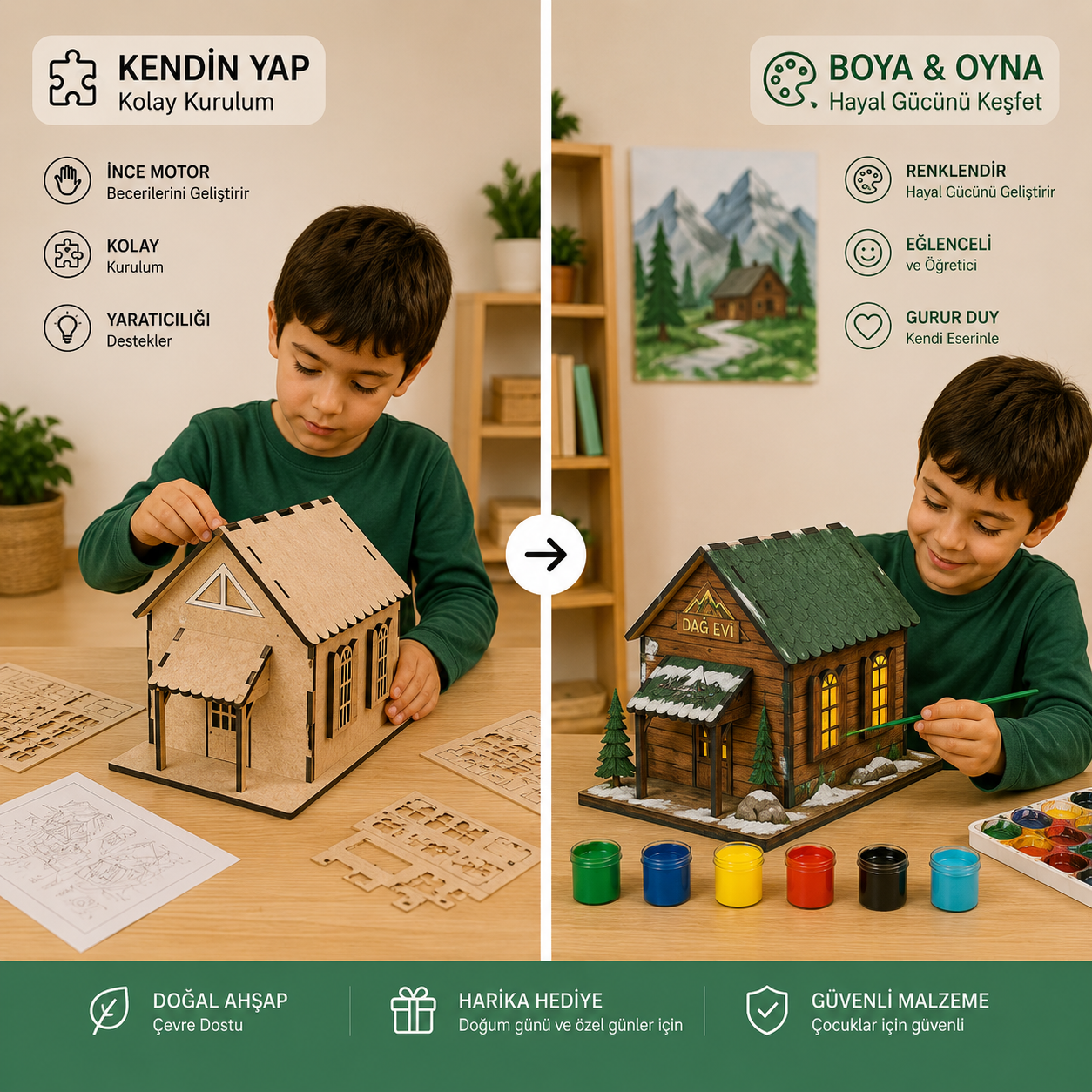 KIDORA Ahşap Boyama & Maket Aktivite Seti