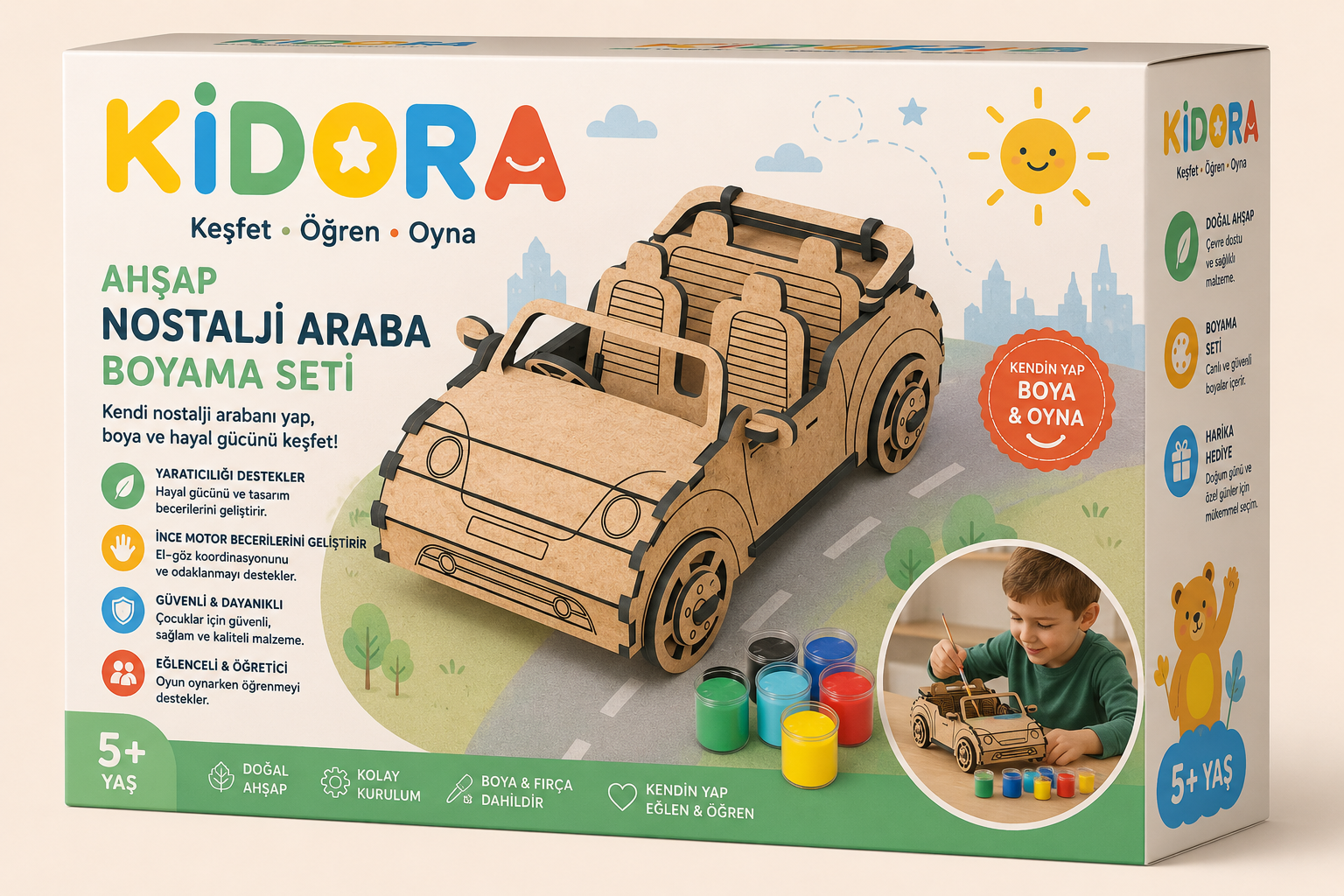 KIDORA Ahşap Boyama & Maket Aktivite Seti