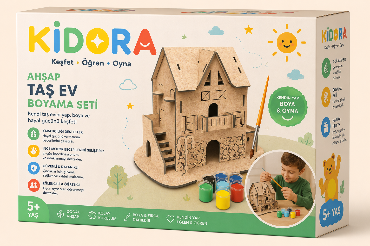 KIDORA Ahşap Boyama & Maket Aktivite Seti